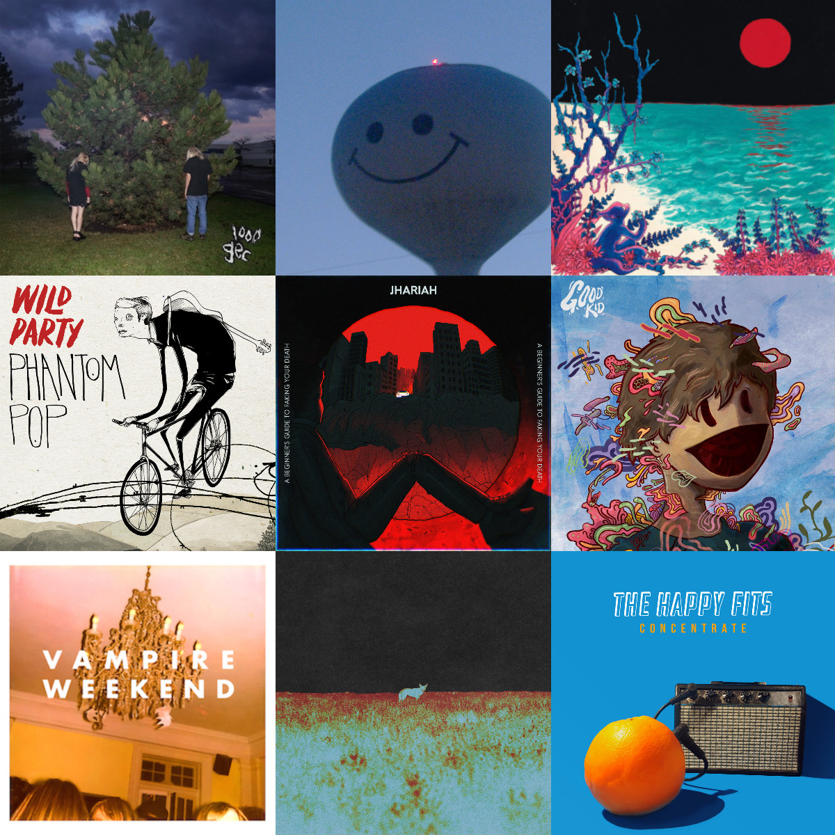 A collage featuring the album covers described in this article